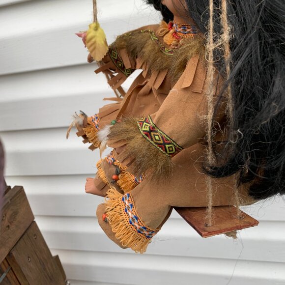 Cathay Collection Hanging Swing Dolls Native American Porcelain Kissing Dolls - Picture 10 of 16